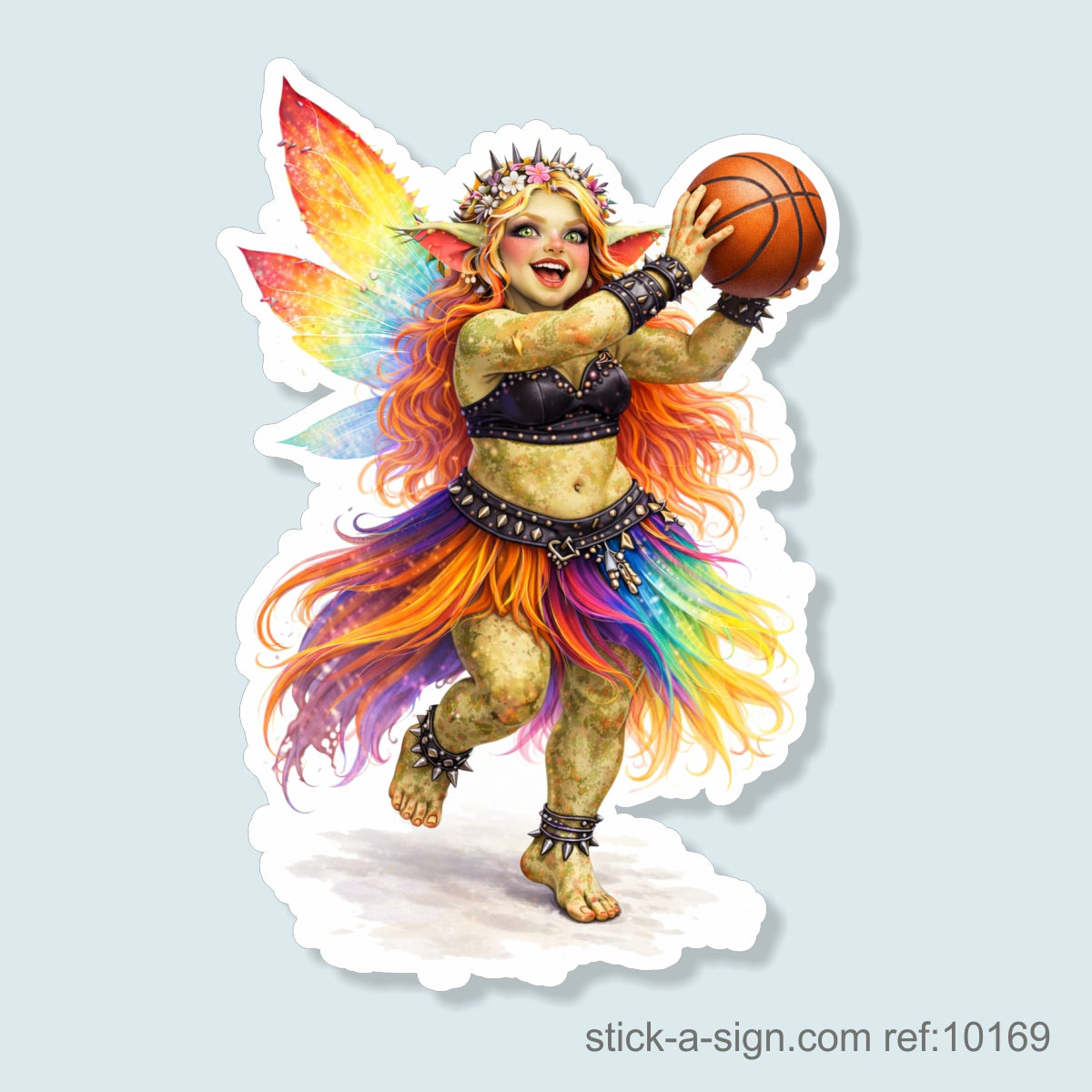 Fairy Troll Playing Basketball Vinyl Sticker