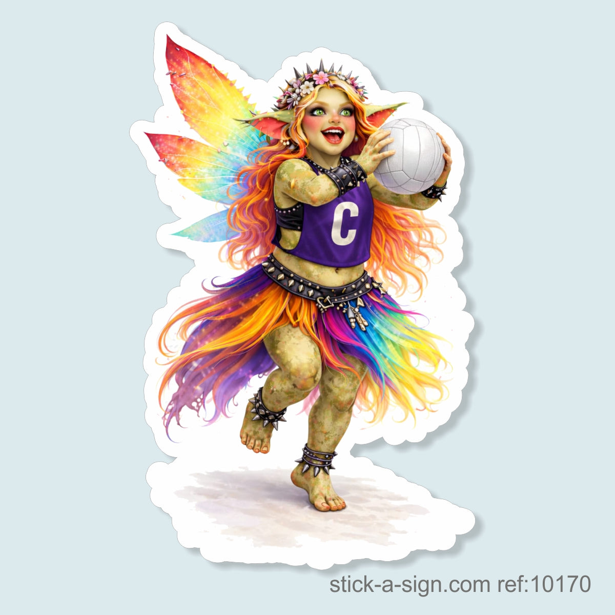 Fairy Troll Playing Netball Vinyl Sticker
