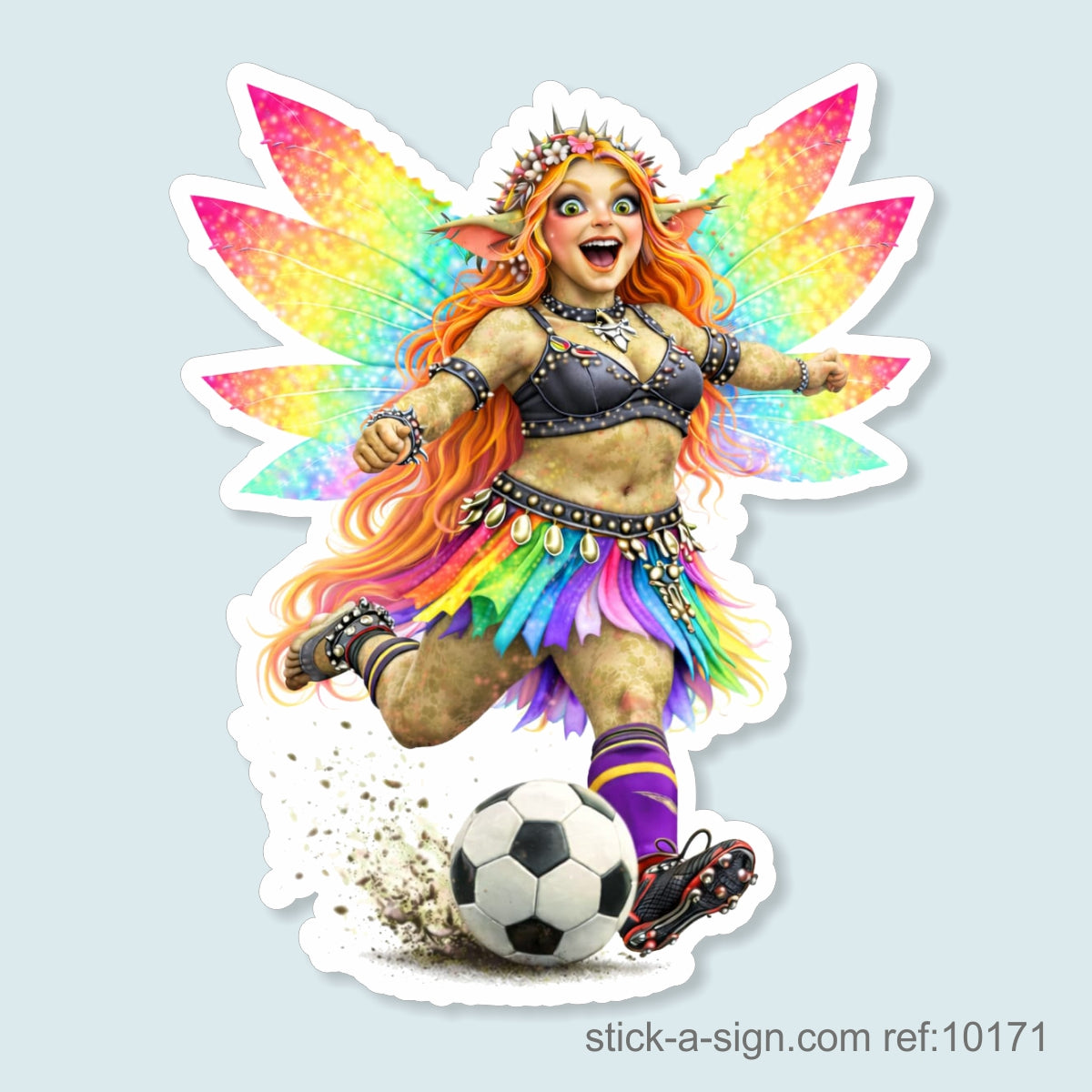 Fairy Troll Playing Football Vinyl Sticker