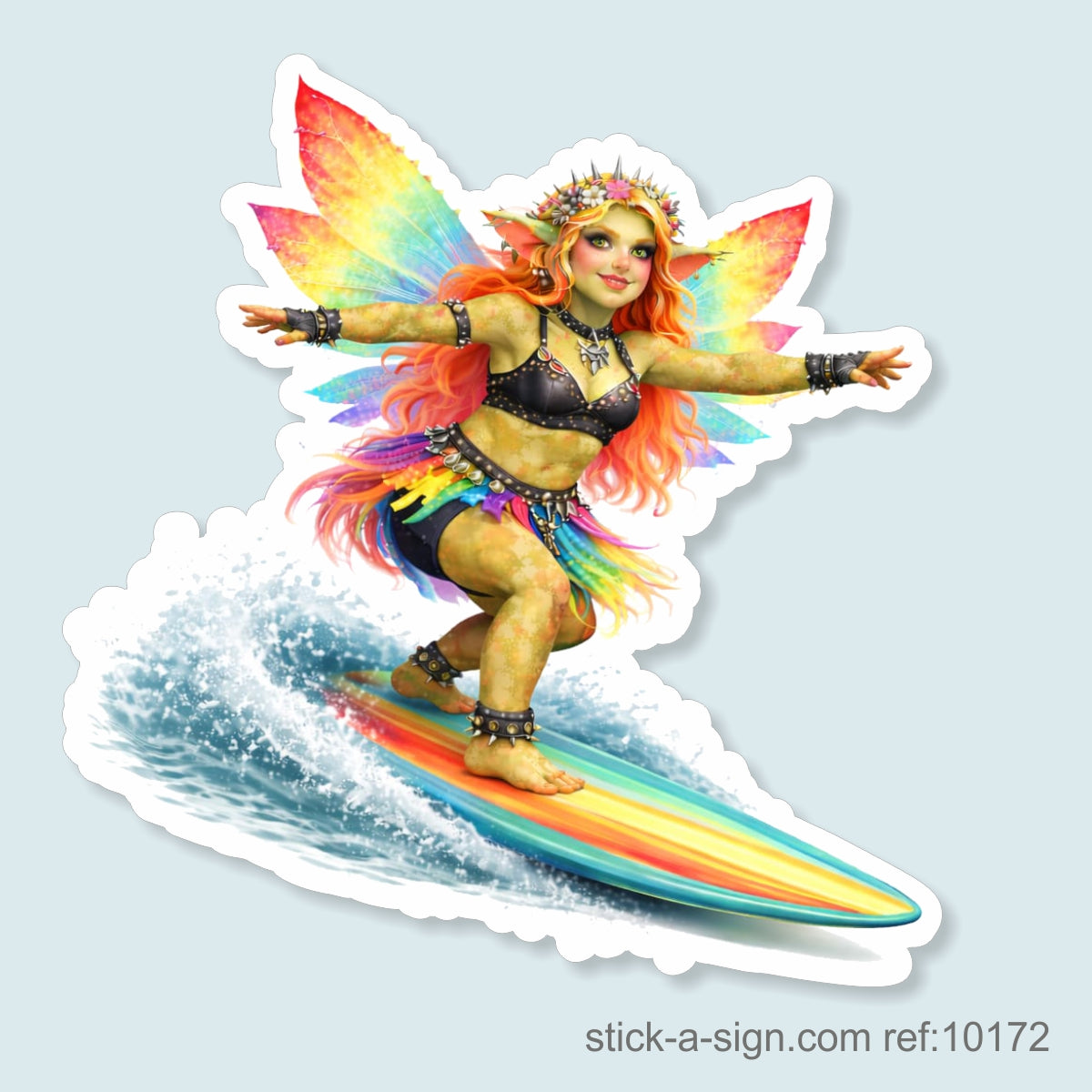 Fairy Troll Surfing Vinyl Sticker