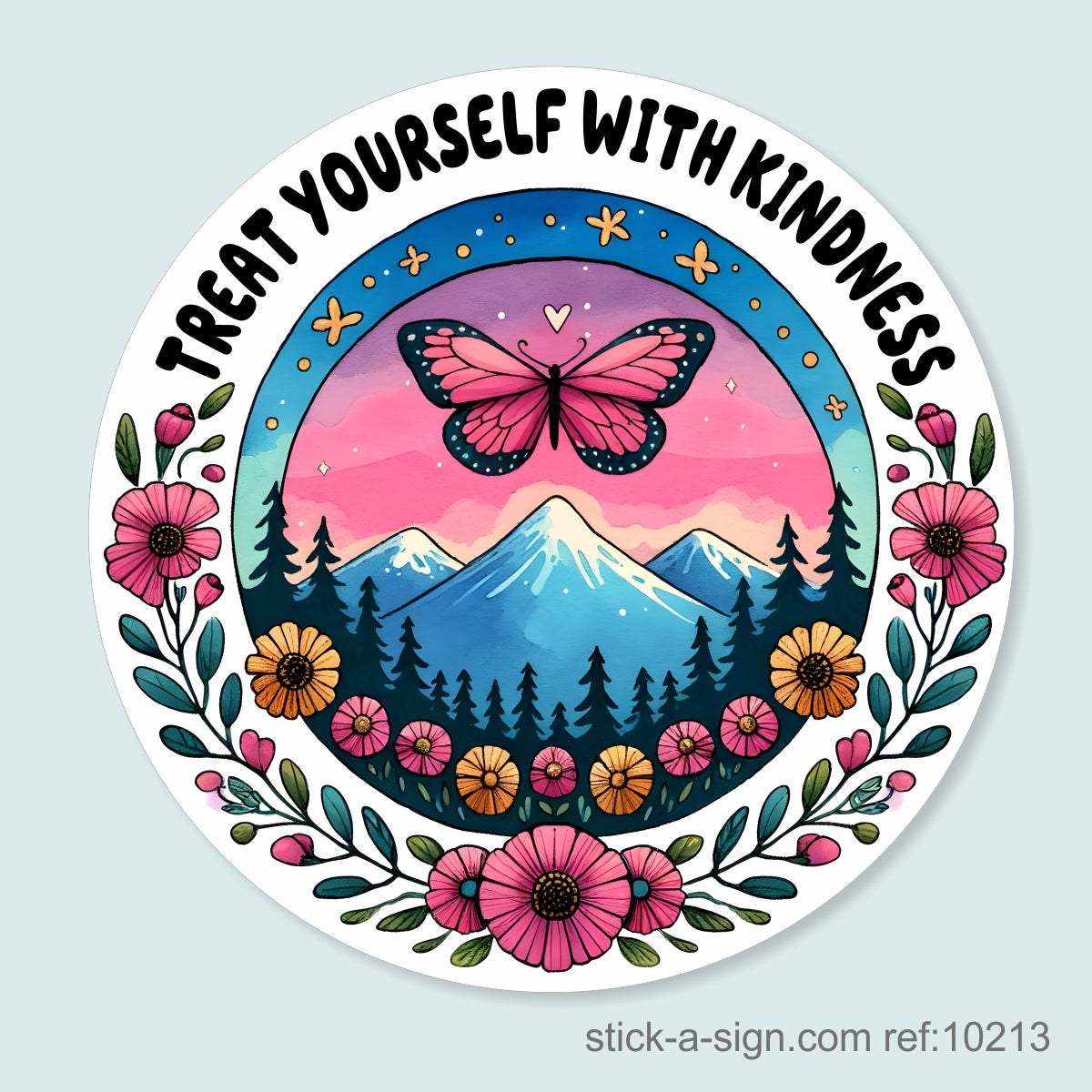 Treat Yourself With Kindness Vinyl Sticker