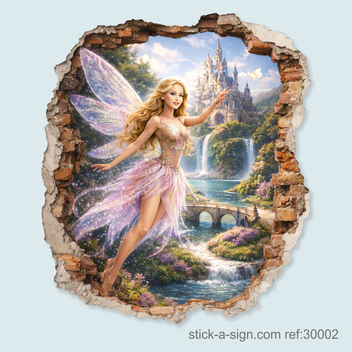Hole in the Wall Fairy and Castle Vinyl Wall Decal