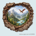 Hole in the Wall Dragon Landscape Vinyl Wall Decal