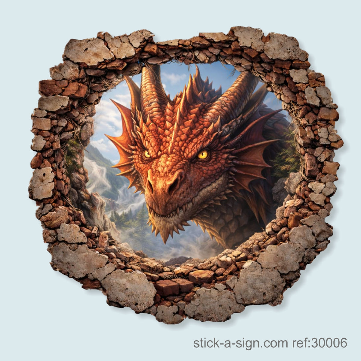 Hole in the Wall Orange Dragon Vinyl Wall Decal