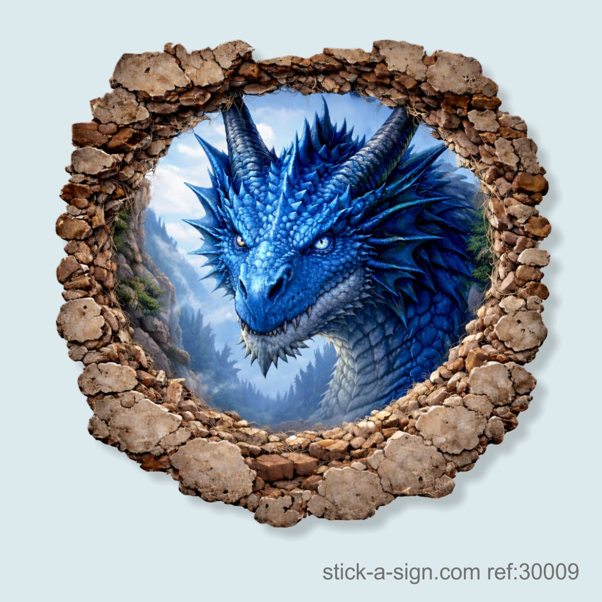 Hole in the Wall Blue Dragon Vinyl Wall Decal