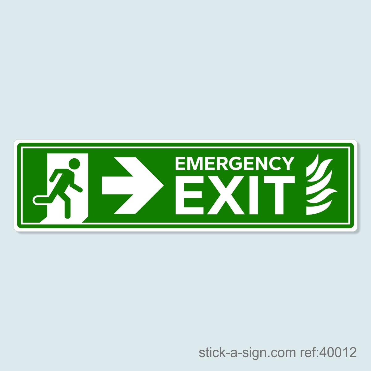 Emergency Exit Right (Running Man/Flames) Vinyl Sticker