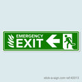 Emergency Exit Left (Running Man/Flames) Vinyl Sticker