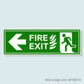 Fire Exit Left (Running Man/Flames) Vinyl Sticker