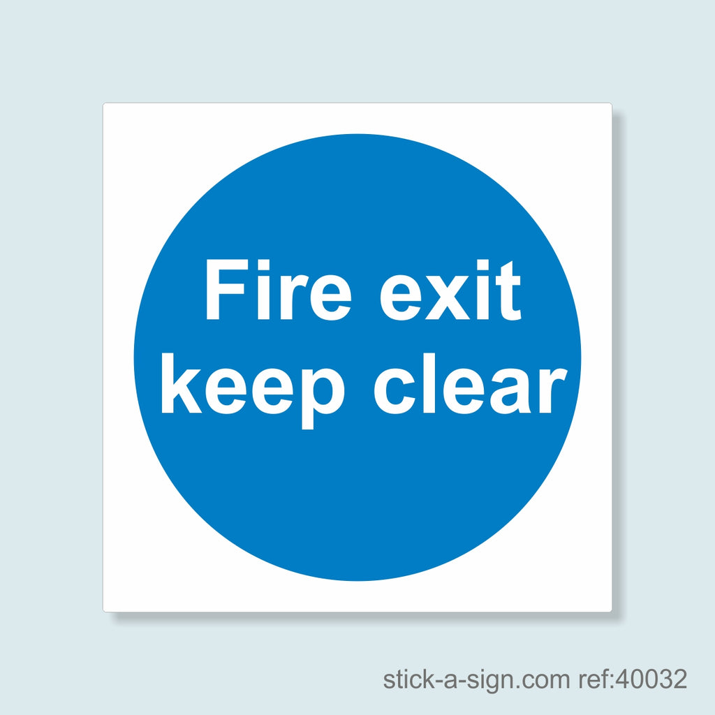 Fire Exit Keep Clear Door Sticker