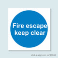 Fire Escape Keep Clear Vinyl Sticker