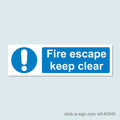 Fire Escape Keep Clear Vinyl Sticker
