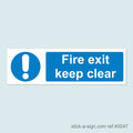Fire Exit Keep Clear Vinyl Sticker