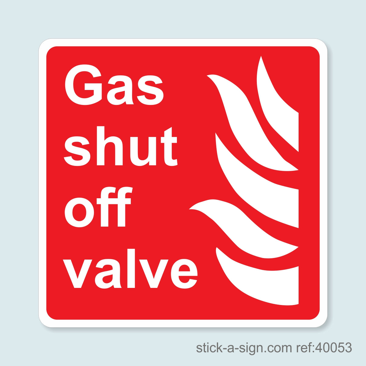 Gas Shut Off Valve Vinyl Sticker