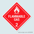 Dangerous Goods Sticker - Flammable Gas (White)