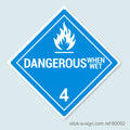 Dangerous Goods Sticker - Dangerous When Wet (White)