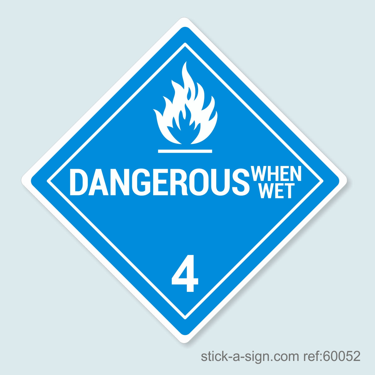 Dangerous Goods Sticker - Dangerous When Wet (White)