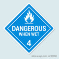 Dangerous Goods Sticker - Dangerous When Wet White