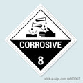 Dangerous Goods Sticker - Corrosive With Text