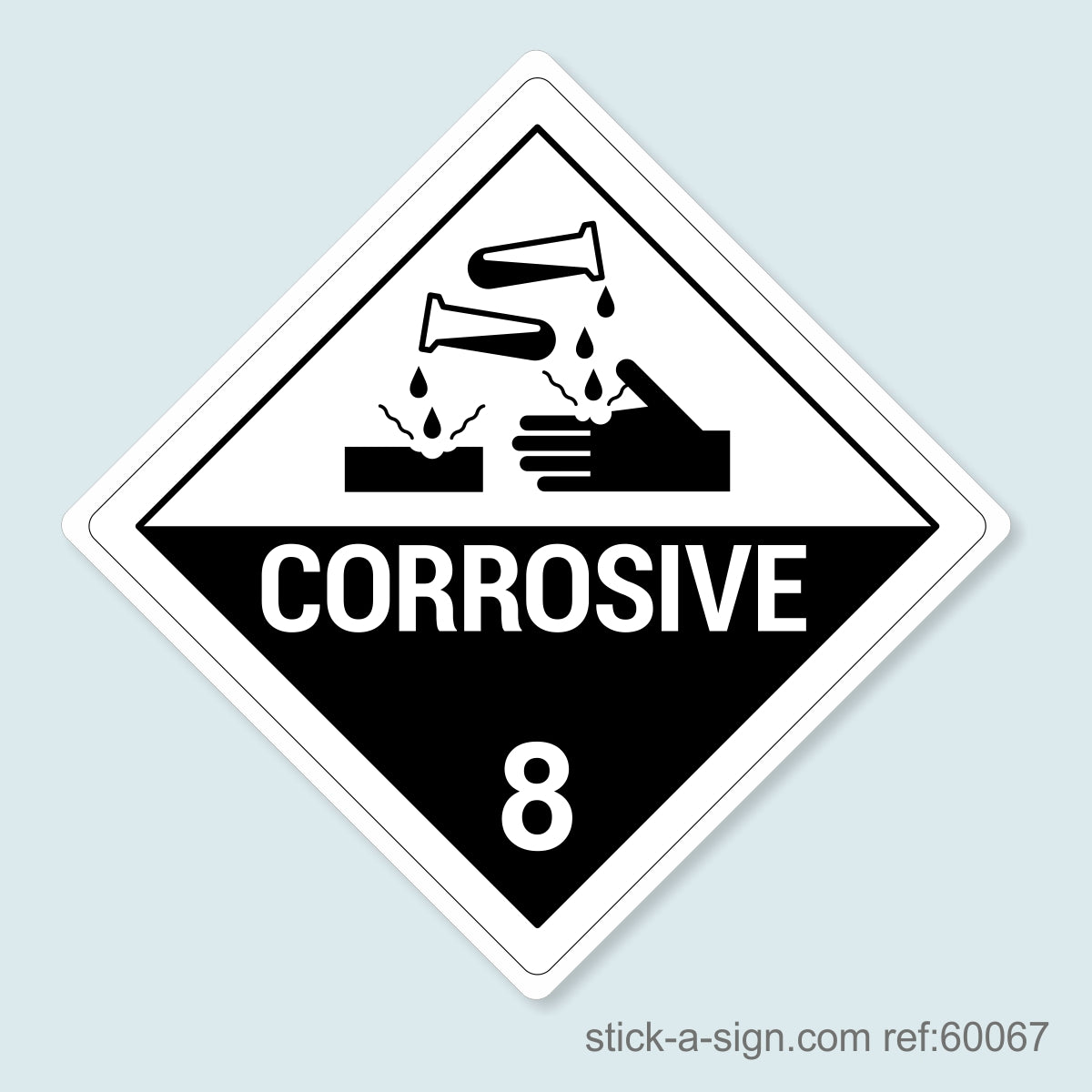 Dangerous Goods Sticker - Corrosive With Text